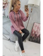 Mikina s delšími zády a kapucí tmavě růžová