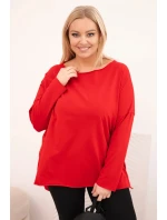Dámská blůza Plus Size asymetrická s dlouhým rukávem červená Dámská blůza Plus Size asymetrická s dlouhým rukávem červená