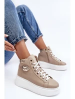 Dámské vysoké tenisky na zip Lemar Bež Katerin