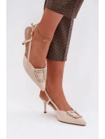 Dámské sandály na podpatku s ozdobou světle béžové Ismeria