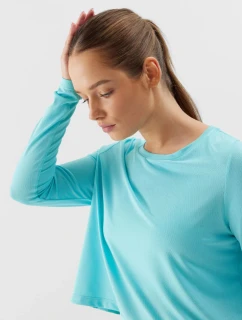 Dámské sportovní rychleschnoucí tričko s dlouhými rukávy loose 4F - modré