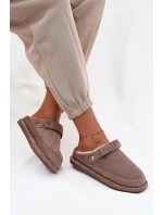 Dámské pantofle s páskem a kožíškem Rilena – tmavě béžové Dámské pantofle s páskem a kožíškem Rilena – tmavě béžové