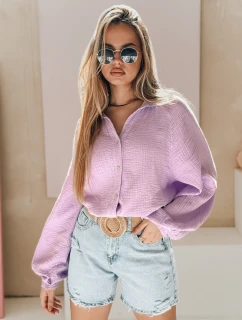Dámské oversize mušelínové tričko MUSLINEA berry FashionStreet DY0476