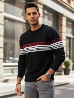 Pánský pruhovaný svetr černý FashionStreet WX2322