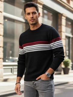 Pánský pruhovaný svetr černý FashionStreet WX2322