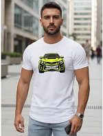 Pánské tričko s potiskem auta bílé FashionStreet NX5015R
