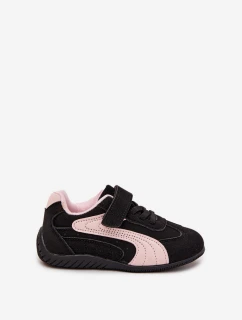 Dětské sportovní boty s přezkou Černo růžové Perrin