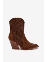 Dámské otevřené kotníkové boty na podpatku hnědé Rivorina