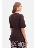 B305 Pletený top s peplum - tmavá čokoláda B305 Pletený top s peplum - tmavá čokoláda