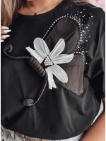 Dámské tričko oversize s 3D efektem PETALOVE černé FashionStreet RY2717