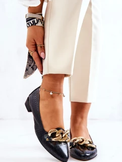 Kožené lodičky z hadí kůže Černe Elissabeth