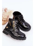 Dětské lakované botky na zip černé Felori