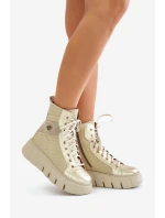 Kožené Boty Na Platformě Maciejka 06751-25 Zlaté