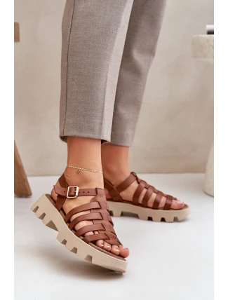 Kožené Dámské Sandály Zazoo 3695 Camel