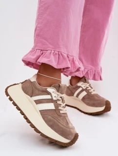 Snídačky z semiše na masivní platformě D&A GR61-5986 Béžové