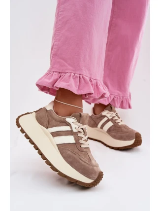 Snídačky z semiše na masivní platformě D&A GR61-5986 Béžové