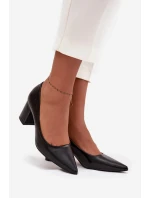 Dámské lodičky na blokovém podpatku se špičatou špičkou Ryvessa – černé Dámské lodičky na blokovém podpatku se špičatou špičkou Ryvessa – černé