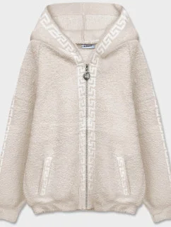 Světle béžový přehoz přes oblečení ála alpaka s kapucí (B6001-51)