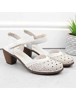Kožené pohodlné sandály Rieker W RKR650 white Kožené pohodlné sandály Rieker W RKR650 white