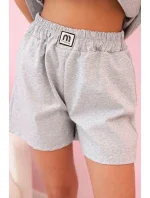 Dámský komplet s volánem – halenka s krátkým rukávem a šortky s gumičkou Šedý melír