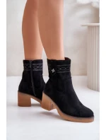 Zateplené dámské boty na podpatku černé Vailia