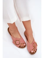 Kožené sandály se zlatou sponou Maciejka 07000-15 Růžové