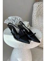 Lakované lodičky na jehle s mašlí Černé Olvena