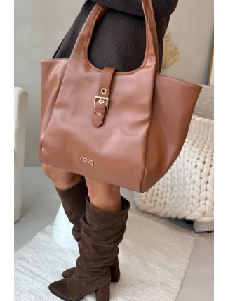 Dámská kabelka shopper s přezkou Nobo – světle hnědá