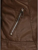 Dámská hnědá koženková bunda TY5541 - FashionStreet