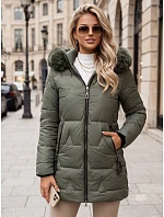 Dámská zimní prošívaná bunda s kapucí, zelená, FashionStreet TY5739