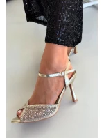 Dámské sandály na jehlovém podpatku s zlatým zdobením Peloria Dámské sandály na jehlovém podpatku s zlatým zdobením Peloria