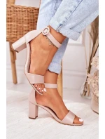 Dámské Sandály Na Podpatku Pudrově Růžové Lexi