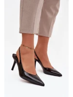 Lakované dámské lodičky na jehlovém podpatku – černé Phelia Lakované dámské lodičky na jehlovém podpatku – černé Phelia