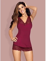 Elegantní košilka Miamor chemise bordó - Obsessive Elegantní košilka Miamor chemise bordó - Obsessive