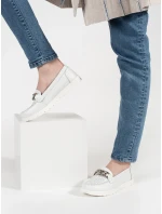Trendy dámské bílé  mokasíny platforma