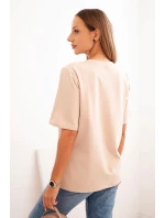 Dámská bavlněná blůza s potiskem Minimal béžová Dámská bavlněná blůza s potiskem Minimal béžová