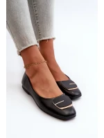Dámské baletky z ekokože s ozdobou Černé Edoslli