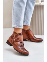 Dámské kožené kotníkové boty 06696-02 model 202112 Hnědá - Maciejka