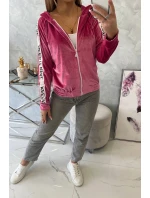 Velurová mikina s kapucí fuchsiová