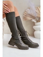 Návratové kozačky se svrškem z punčochy Ciemnozielone Iranel