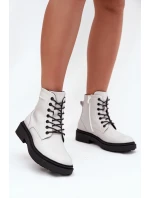 Zateplené dámské kotníkové boty z přírodní kůže Sergio Leone BT25248-S bílé