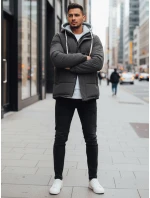 Pánská prošívaná zimní bunda s kapucí tmavě šedá FashionStreet TX5103