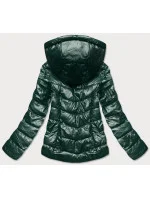 Zelená lesklá bunda se vzorovanými vsadkami (W718)