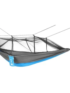 TURISTICKÁ HOUPACÍ SÍŤ PRO 2 OSOBY 270X140CM S MOSKYTIÉROU MODRÁ