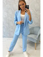 Elegantní souprava saka a kalhot modré barvy