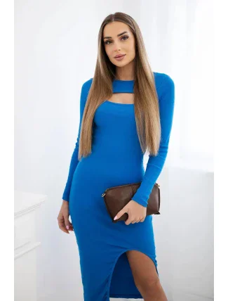 Dámské šaty s průstřihem ve výstřihu chrpově modré Dámské šaty s průstřihem ve výstřihu chrpově modré