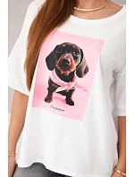 Dámská bavlněná oversize halenka s potiskem "Dog Fashion" bílá Dámská bavlněná oversize halenka s potiskem "Dog Fashion" bílá