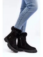 Botky Zamszové Dámské S Kožíškem Černá Hasiva Botky Zamszové Dámské S Kožíškem Černá Hasiva