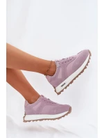 Semišové Sneakersy Na Platformě Dámské Big Star RR274900 HI-POLY SYSTEM Fialové