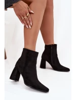 Dámské kotníkové boty na podpatku z eko semiše černé Inessa